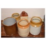 Group of stoneware items to include; two foot warmers, etc