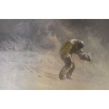 John Charles Dollman - Colour print - Captain Oates wandering out into a snowy landscape, signed