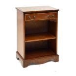 Reproduction mahogany open bookcase fitted one drawer, 46cm wide