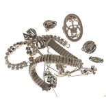 Small collection of paste and marcasite-set costume or dress jewellery