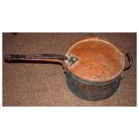 Large 19th Century copper cooking pan with cover, with crown stamp and number 13, 34cm diameter x