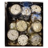 Assorted base metal and gold-plated open-face pocket watches