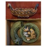 Group of Wade pottery to include; Viking longboat, Lady & The Tramp figurines etc