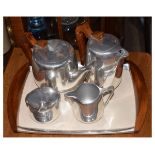 Retro Picquot ware five piece tea set including tray