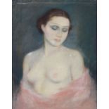 Chalk half-length portrait of a lady, 64cm x 49cm, framed and glazed