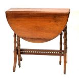 Late 19th/early 20th Century walnut oval Sutherland table, 54cm wide flaps down