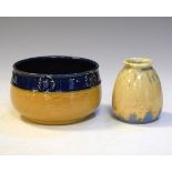 Small Ruskin pottery vase, 7.5cm high, together with a Doulton Lambeth bowl (2)