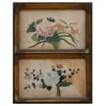 Two Chinese rice paper paintings, framed and glazed