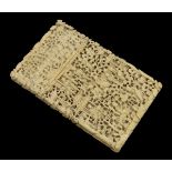 19th Century Cantonese carved ivory visiting card case, typically decorated with figures and