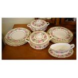 Selection of Royal Worcester oven-to-table ware decorated with pink and white roses