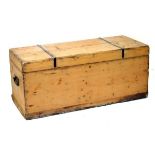 Pine chest having hinged cover, 103cm wide