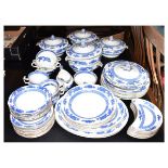 Extensive Cauldon blue transfer-printed dinner service decorated with dragons