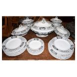 Extensive late 19th/early 20th Century black transfer-printed dinner service marked 'Bedford'