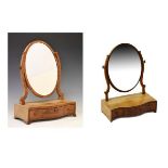 Georgian mahogany toilet mirror, having serpentine box base fitted three drawers, 48cm wide, and one