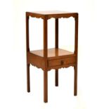 19th century mahogany square two-tier washstand fitted one drawer, 36cm wide