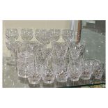 Group of cut glass drinking glasses to include; champagne coupes, tumblers, wines etc (29)