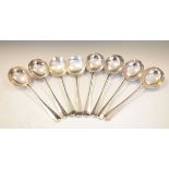 Matched set of eight George V/George VI silver rat tail pattern soup spoons, Sheffield 1912,