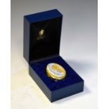 Halcyon Days enamel oval box to commemorate the Golden Jubilee of HM Queen Elizabeth II 2002,
