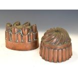 Benham and Froud copper jelly mould stamped 632 and one other circular jelly mould stamped 70B