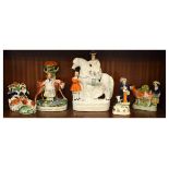 Group of Victorian Staffordshire pottery figures, largest 31.5cm high
