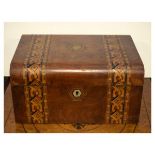 Victorian inlaid walnut jewellery box enclosing tray, 29.5cm wide