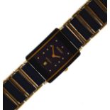 Rado - Mid-size 'Diastar' wristwatch, rectangular dial with dot markers and date at 6, 24mm wide
