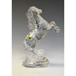Waterford Crystal figure of a rearing horse, 23.5cm high, with box of issue