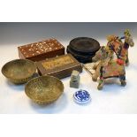 Quantity of Oriental items including; soapstone seal, two boxes, mother-of-pearl visiting card