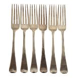 Set of six George III silver Old English pattern table forks, London 1802, 13.5toz approx