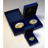 Three Halcyon Days enamel boxes - Buckingham Palace, St George's Chapel, Windsor (to celebrate the