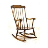 20th Century stained beech framed rocking chair
