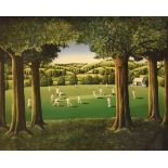 Liz Wright - Limited edition colour print - The Cricket Match, 34/150, 44cm x 55cm, signed in