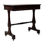 Early 19th Century rosewood side table fitted one frieze drawer raised on twin end supports united