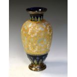Late Victorian Doulton Slater's Patent stoneware vase of ovoid form with typical decoration, various