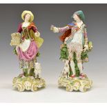 Large pair of 19th Century Continental porcelain figures of a gallant and lady, possibly Samson,