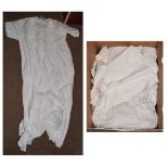 Assorted white linen including clothing and tablewares