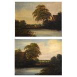 J. King - Pair of oils on canvas - Figure by a river, both framed, 36cm x 48cm