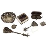 Collection of silver items to include; a Victorian double sovereign holder, Birmingham 1893,