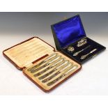 Cased set of six Edward VII silver handled tea knives, Birmingham 1906, together with an Edward