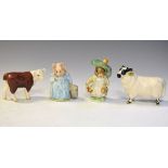 Two Beswick Beatrix Potter Story book figurines - Benjamin Bunny and Aunt Pettitoes, together with
