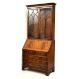 Reproduction mahogany Georgian style bureau bookcase, 103cm wide