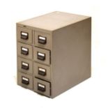 Vintage metal desk-top ten-drawer filing cabinet