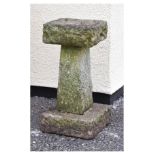 Composite stone bird bath in three sections, 58cm high