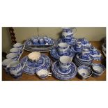 Collection of blue transfer-printed pottery to include; Copelands Spode Italian wares, willow