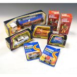 Six vintage Corgi die-cast model cars to include; 703 High Speed Fire Engine, 200 Mini 1000, 414