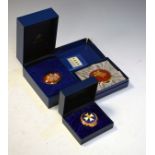 Three Halcyon Days enamel boxes - Prince of Wales feathers, Diamond Jubilee Christmas 2012 presented