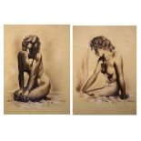 Koutsky - Pair of monochrome prints - Female nudes, 42.5cm x 32cm, framed and glazed