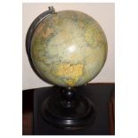Philip's 9-inch terrestrial globe on turned ebonised base
