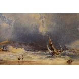 Late 19th/early 20th Century English School - Watercolour - Fishing boat in a stormy sea, the