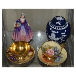 Assorted ceramics comprising: Chinese prunus decorated ginger jar and cover, Royal Doulton